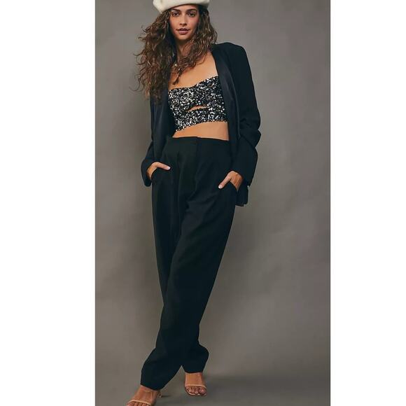 New Free People Sabina Musayev Renny Augustos Sequin Crop Top Set $445 Large - Picture 1 of 8